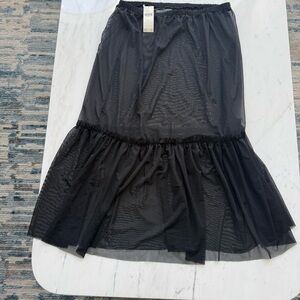 Anthropologie Black Mesh Midi Skirt